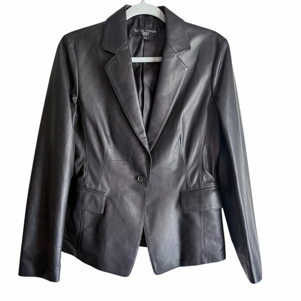 Toi du Monde Paris black supple leather jacket fitted slim one button Y2K korean